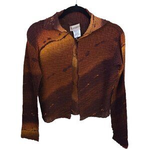 The Wonder Tee Vintage Unique Shades Of Brown Stretch Lightweight Jacket Size M